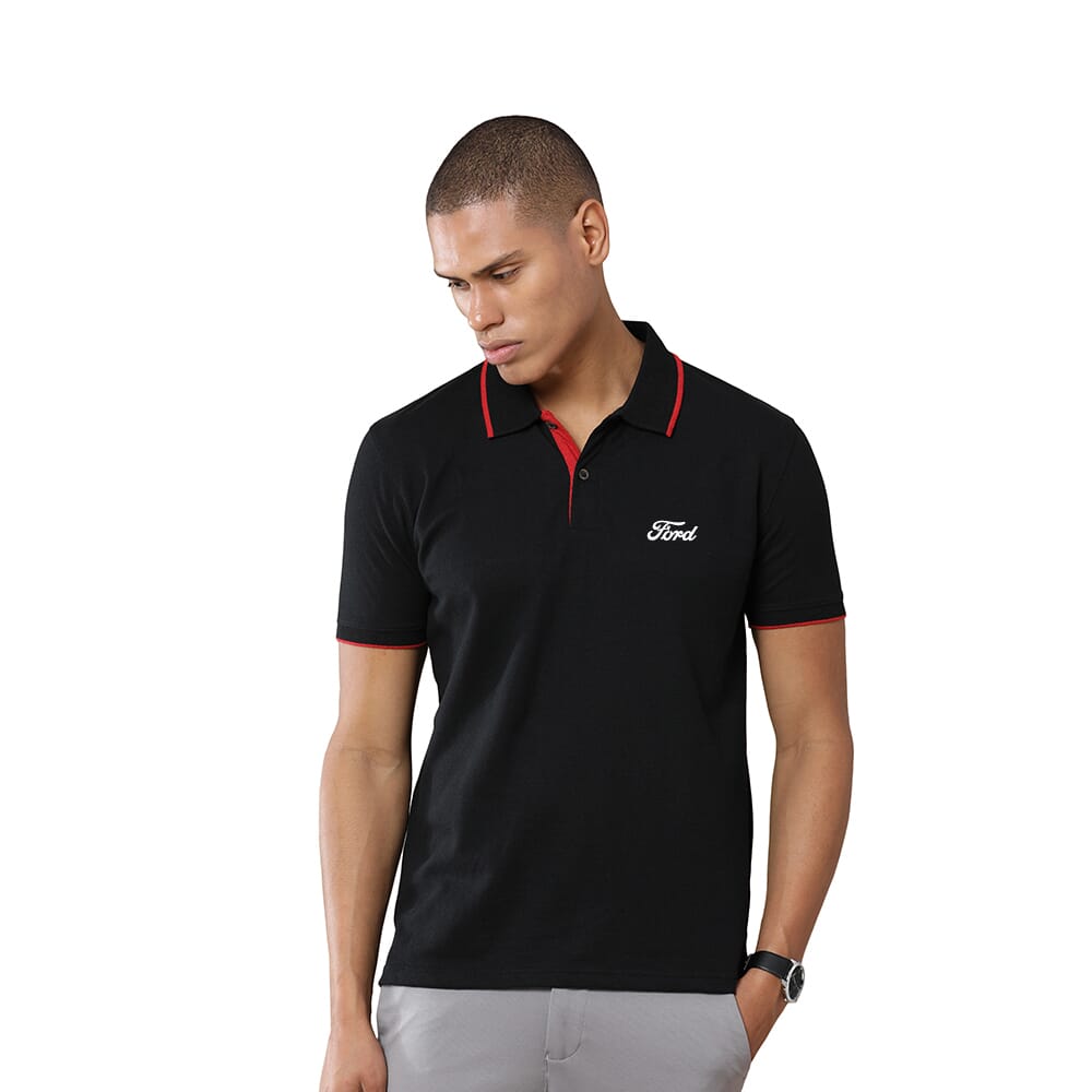 Greys&Blues Jacq Polo T-Shirt-Black with Red